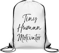 Tiny Human Motivator Teacher Graphic Gym Sack Casual Drawstring Bag White