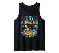Tiny Humans Big Questions Teacher School Tie Dye Tank Top