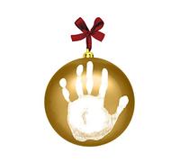 Tiny Ideas Christmas Baby's Print Ball Ornament with Included Paint for Handprint, DIY Christmas Newborn Holiday Keepsake, Bauble Ornament, Gold