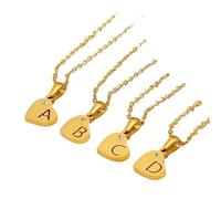 Tiny Initial Letter Heart Necklace for Women Heart Choker A-Z Letters Pendant Necklaces with Transparent Rhinestone I 50CM