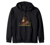 Tiny Joys Only Cute Hedgehog Acorn Floral Nature Zip Hoodie