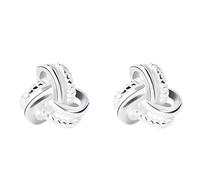 Tiny Knot Stud Earrings Silver Tone Dainty Intertwined Geometric Hollow Flower Minimalist Jewelry for Everyday Wear
