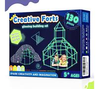 Tiny Land 130 Pcs Fort Building Kit for Kids - Glow in the Dark, Kids Construction Toys for Age 5-10, DIY Den Building Kit for Boys & Girls, STEM Building Toys - Creative Fort, Play Tent Outdoor