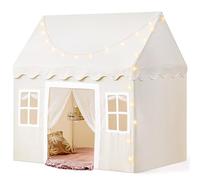 Tiny Land Kids Play Tent with Mat and Lights, Playhouse for Toddlers 3+, Indoor Baby Tent, 52" x 35" x 53"