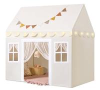 Tiny Land Kids Play Tent with Mat and Lights, Playhouse for Toddlers 3+, Indoor Baby Tent, 52" x 35" x 53"