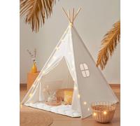 Tiny Land Teepee Tent for Kids with Padded Mat, Light String & Carry Case, Fold