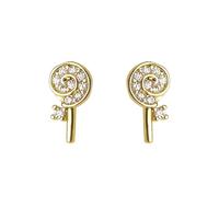 Tiny Lollipop CZ Stud Earrings for Women Sparkling Crystal Spiral Candy Sugar Food Cartilage Small Studs Earring Cute Novelty Birthday Jewelry for Daughter Sister BFF Christmas Halloween