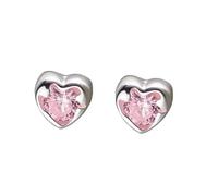 Tiny Love Hearts Stud Earrings Pink Cubic Zirconia Cartilage Earrings Hearts Pierced Ear Earrings Cute Ear Jewelry for Women Christmas Eve Xmas