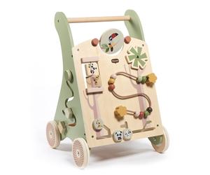 Tiny Love Wooden Baby Walker, Activity Walk Behind, 2-in-1 Activity Walker, 12 Interactive Activities, Supports Motor Skills, Cognitive Development,