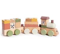 Tiny Love Wooden Stacking Train, Wooden Baby Toy Train, Boho Chic | Wooden Shape Sorter, 18+ Months, 3 Carriages, 14 Stackable Blocks, Supports Creativity & Motor Skills