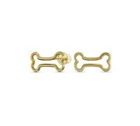 Tiny Mini BFF Animal Lover Pet Dog Bone Stud Earrings Cartilage Ear Lobe For Women Teen Real Yellow Gold Screw back