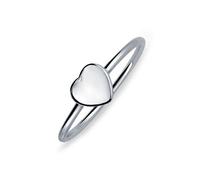 Tiny Minimalist Blank Plain Flat Heart Shape Initial Monogram Signet Ring For Teen For Women .925 Sterling Silver