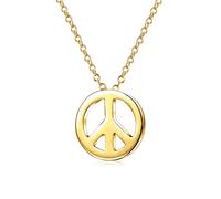 Bling Jewelry Tiny Minimalist Symbol World Peace Sign Pendant Necklace for Teen Women Yellow Gold Plated .925 Sterling Silver