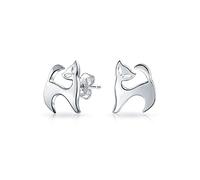 Tiny Minimalist Whimsical Cute Sweet Animal Pet Kitty Kitten Siamese Cat Stud Earrings For Women Teen .925 Sterling Silver