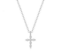 Tiny Moissanite Cross Necklace for Women Silver Girlfriend Wife Stackable