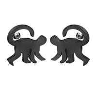 Tiny Monkey Earring Stainless Steel Minimalist Laser Cut Monkey Stud Earrings for Women Men Jungle Animal Jewelry Gift (black)