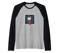Tiny Mouse in a Christmas Stocking Raglan Baseball Tee