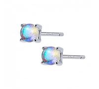 Tiny Multi Color Opal Stud Earrings Sweet Round Crystal Jewelry For Women