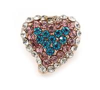 Tiny Multicoloured Heart Pin Brooch In Gold Tone Metal - 15mm
