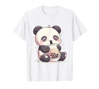 Tiny Panda Drinking Boba Tea Chibi Kawaii Cute Art Value Graphic T-Shirt, Men, White, XL