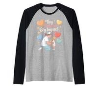Tiny Patients Big Impact Nurse Heart Raglan Baseball Tee
