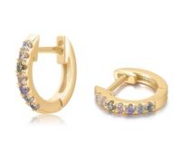 Tiny Paved Huggies | Everyday Studded Hoop Sleeper Earrings | Mini Crystal Huggies | Minimalist Jewelry Gift for Her, Brass, Cubic Zirconia