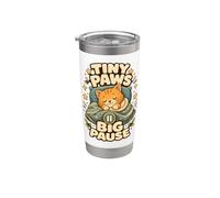Tiny Paws Big Pause Sleepy Cat Nap Humor Stainless Steel Insulated Tumbler