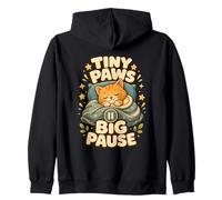 Tiny Paws Big Pause Sleepy Cat Nap Humor Zip Hoodie
