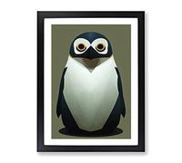 Tiny Penguin Framed Print | A2 Black Framed Wall Art | Ready to Hang | Modern Nature Picture | Living Room Bedroom Lounge Office
