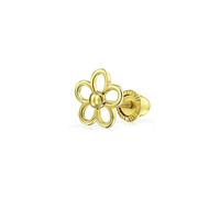 Tiny Petite Dainty Real Yellow Gold Sunflower Daisy Flower Cartilage Ear Lobe Stud Earrings For Women Teen Helix Secure Clutch Screw back