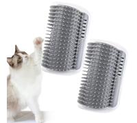 Tiny Pets 2Packs Cat Self Groomer, Wall Corner Scratcher With Catnip, Soft Brushes, Self Grooming Brush Wall Corner Massager Combs for Long Short Fur Kitten Indoor Cats (Grey)
