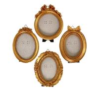 Tiny Photo Frame, 4 Pieces Antique Irregular Wall Display Ornament, Resin Little Frames with Stylish Design, Mini Frame with Easy Mounting, Photo Frames for Gallery Shelf Mantel Entryway Table Home