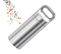 Tiny Pill Case - Stainless Steel Pill Bottle Keychain | Single Chamber Travel ill Box, Small Pill Holder Container for Purse, Pocket, Backpack, Travel, Everyday Carry, Storage