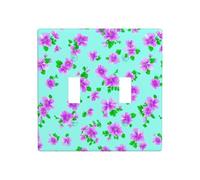 Tiny Pink Flowers On Light Blue Double Gang Toggle Light Cover Wall Plate Switch Decor Standard Size - 11.4x11.4cm