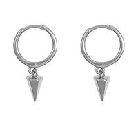 Tiny Punk Spike Dangle Drop Hoop Earrings for Women Teen Girls Men Sterling Silver Charms Hoops Cuff Cartilage Stud Tragus Helix Wrap Geometric Earrings Hypoallergenic Fashion Personalized (Silver)