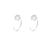 Tiny Puppy Paw Print Half Hoop Earrings 925 Sterling Silver Plated Cartilage Tragus Piercing Small Stud Cuff Nose Ring Fake Huggie Animal Fashion Jewelry Gift for Women Girls Teen Christmas Birthday