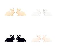 Tiny Rabbit Bunny Stud Earrings Stainless Steel Lovely Cute Hare Animal Pets Carrot Lightweight Small Earrings for Women Minimalist Happy Easter Spring Holiday Birthday Christmas Trendy Jewelry Gifts