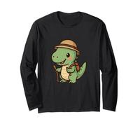 Tiny Raptor Explorer. Cute Kawaii Dino Adventure Long Sleeve T-Shirt