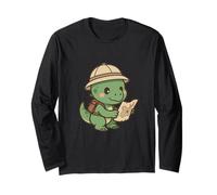 Tiny Raptor Explorer. Cute Kawaii Dino Adventure Long Sleeve T-Shirt