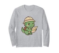 Tiny Raptor Explorer. Cute Kawaii Dino Adventure Long Sleeve T-Shirt