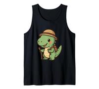 Tiny Raptor Explorer. Cute Kawaii Dino Adventure Tank Top