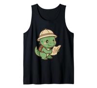 Tiny Raptor Explorer. Cute Kawaii Dino Adventure Tank Top