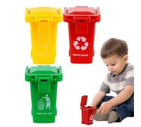 Tiny Recycle Bin For Desk, Small Garbage Bin Model, Unique Garbage Bin Toy With Lid & Wheels For Doll House Life Scene