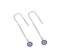 Tiny Sapphire Long Tassel Drop Earrings for Women Real Jewelry Eyes Line Earring