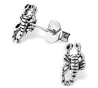 Tiny Scorpion Stud Earrings - Genuine Oxidised Sterling Silver
