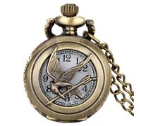 Tiny Size Bronze Hollow Octagonal Lattice Case Alloy Steampunk Quartz Pocket Watch Necklace Pendant Chain Vintage Smaller Clock (Color : 1)