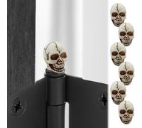 Tiny Skull Hinge Heads Decorative Topper Set of 6 - Door Magnetic Hinge Head Toppers - Spooky Hinge Head Home Decoration for Halloween