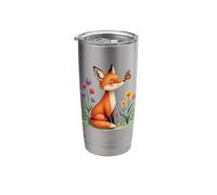 Tiny Spring Friends Whimsical Fox Butterfly Floral Cute Art Stainless Steel Insulated Tumbler