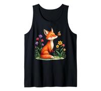 Tiny Spring Friends Whimsical Fox Butterfly Floral Cute Art Tank Top