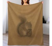 Tiny Squirrel with Acorn Throw Blanket Soft Minimal Soft Flannel Sofa Bed